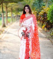 SEMI MUSLIN-RED WHITE