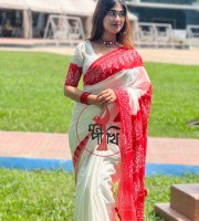 Soft silk saree- Red white-02-R