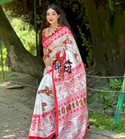 DILLI SILK-RED WHITE